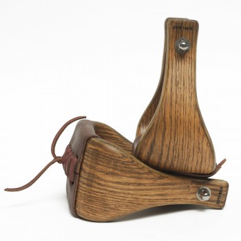 Oak Wood Buckaroo Bell Stirrups